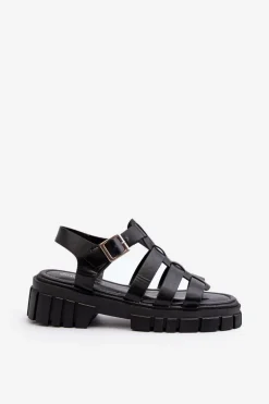 Sandały Rzymianki Damskie Czarne Rosarose