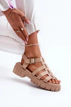 Sandały Rzymianki Damskie Beżowe Rosarose