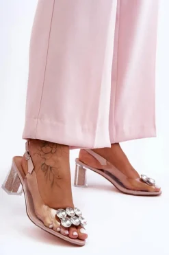 Sandały Transparentne Na Obcasie Różowe S.Barski MR1037-43