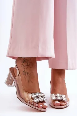 Sandały Transparentne Na Obcasie Różowe S.Barski MR1037-43