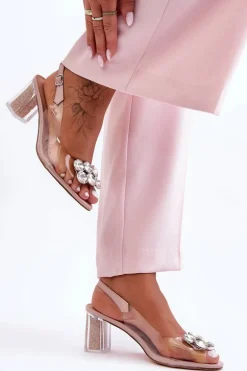 Sandały Transparentne Na Obcasie Różowe S.Barski MR1037-43