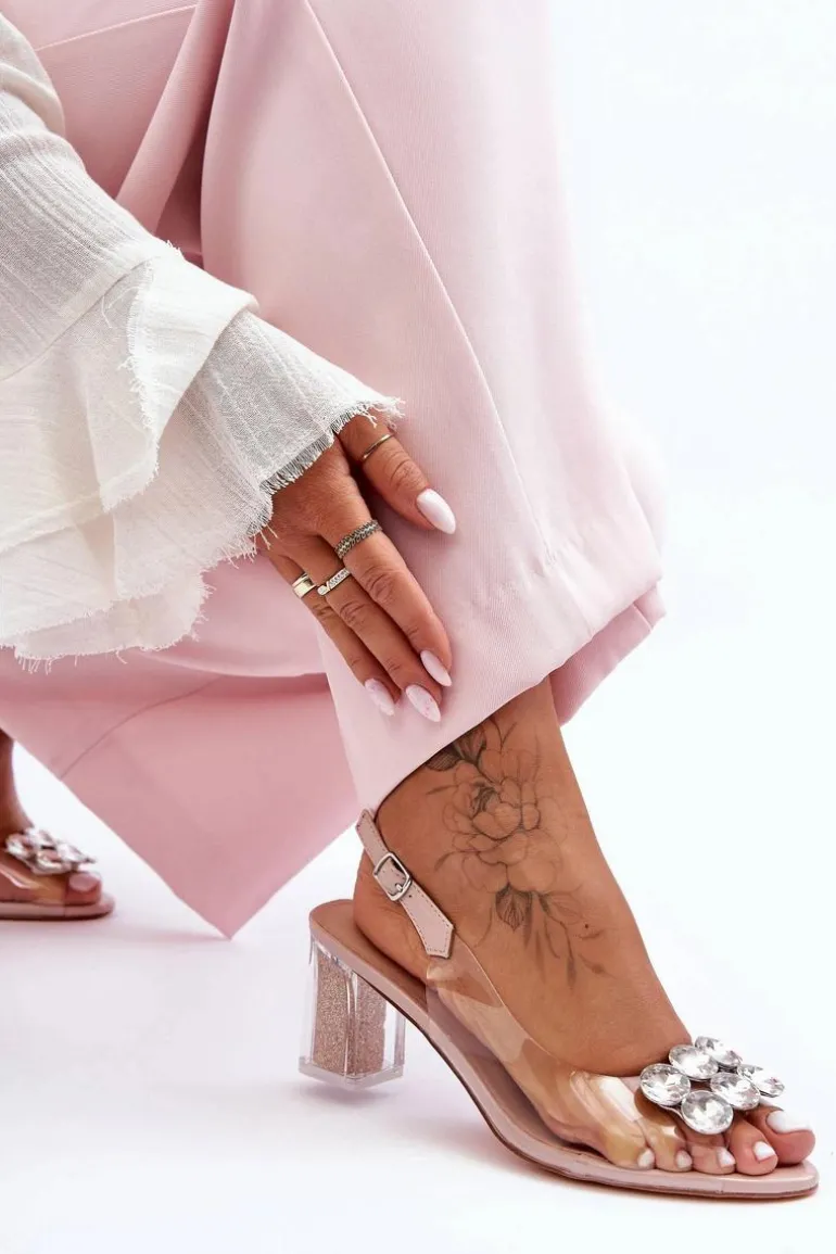 Sandały Transparentne Na Obcasie Różowe S.Barski MR1037-43