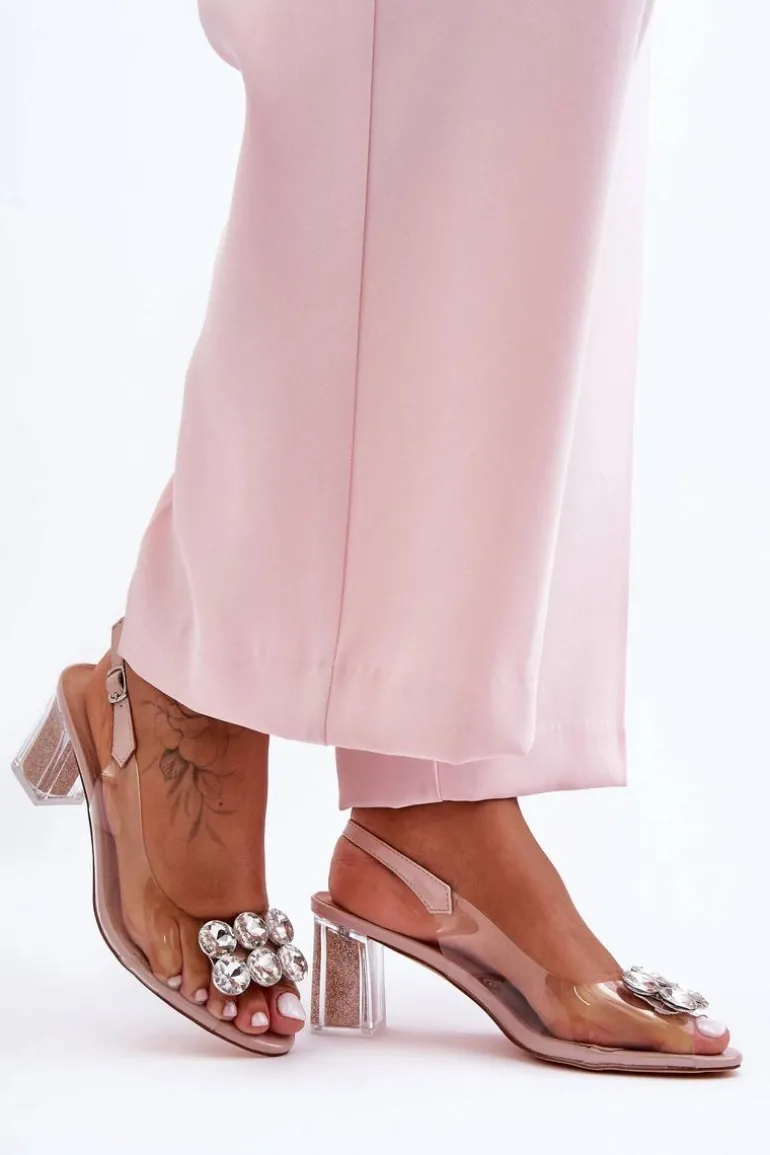 Sandały Transparentne Na Obcasie Różowe S.Barski MR1037-43