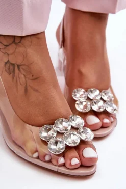 Sandały Transparentne Na Obcasie Różowe S.Barski MR1037-43