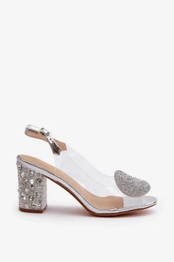 Sandały Transparentne Na Słupku Srebrne D&A MR38-812