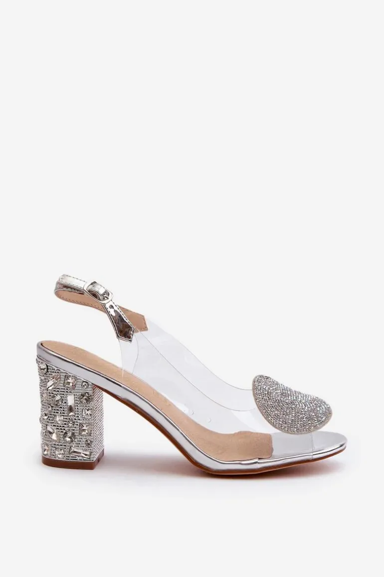 Sandały Transparentne Na Słupku Srebrne D&A MR38-812