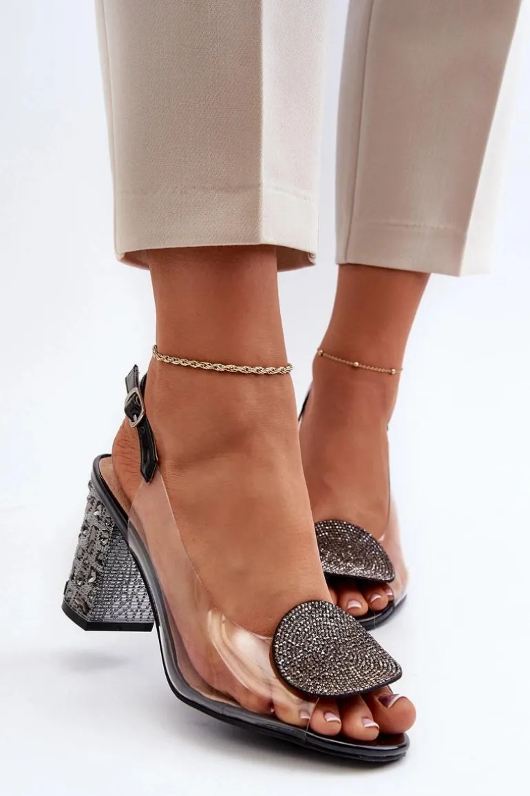 Sandały Transparentne Na Słupku Czarne D&A MR38-812