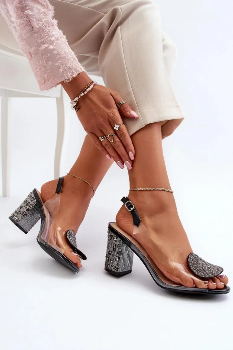 Sandały Transparentne Na Słupku Czarne D&A MR38-812