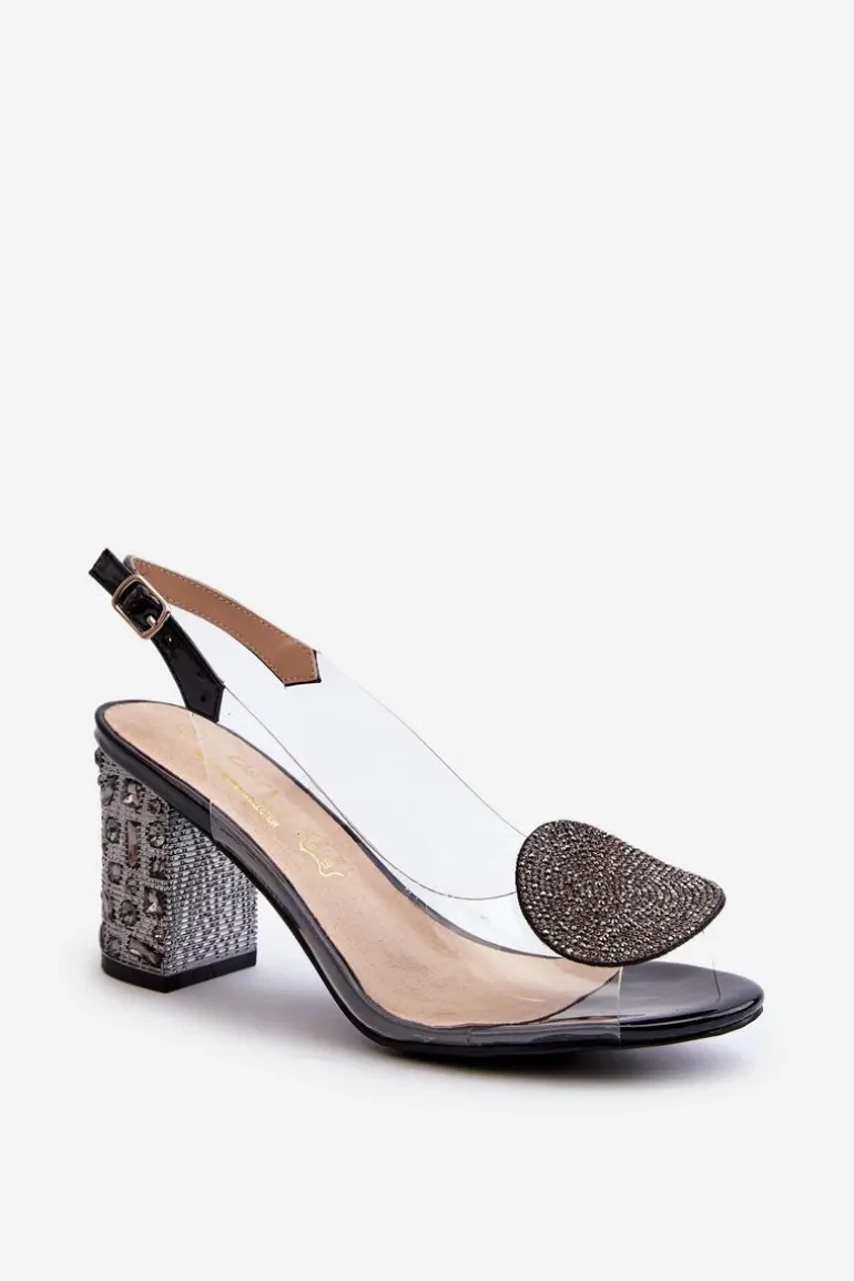 Sandały Transparentne Na Słupku Czarne D&A MR38-812