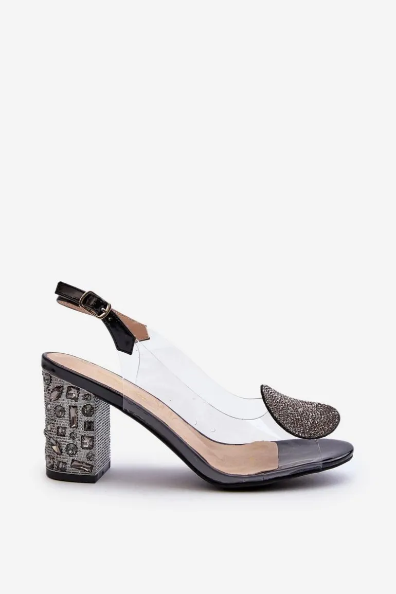 Sandały Transparentne Na Słupku Czarne D&A MR38-812