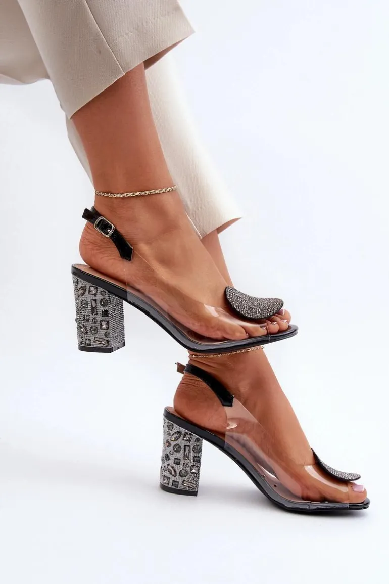 Sandały Transparentne Na Słupku Czarne D&A MR38-812