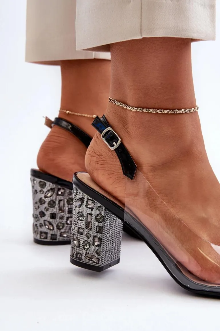 Sandały Transparentne Na Słupku Czarne D&A MR38-812