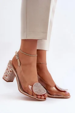 Sandały Transparentne Na Słupku Różowe Złoto D&A MR38-812