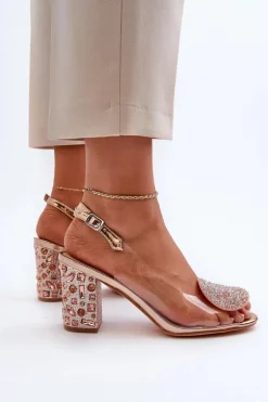 Sandały Transparentne Na Słupku Różowe Złoto D&A MR38-812