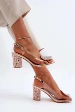 Sandały Transparentne Na Słupku Różowe Złoto D&A MR38-812