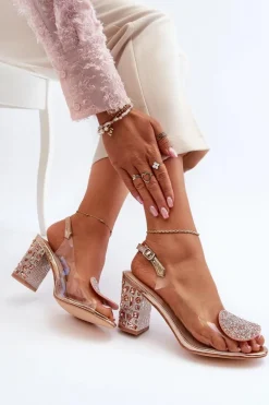 Sandały Transparentne Na Słupku Różowe Złoto D&A MR38-812