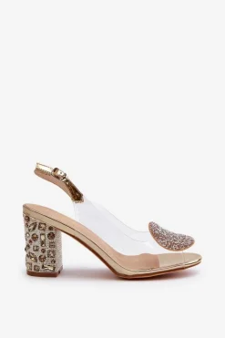 Sandały Transparentne Na Słupku Złote D&A MR38-812