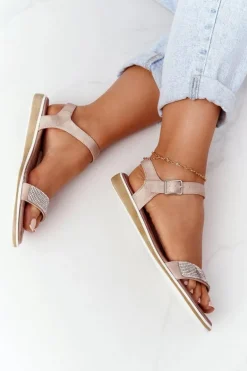 Sandały Z Cyrkoniami S.Barski 701-18 Beżowe