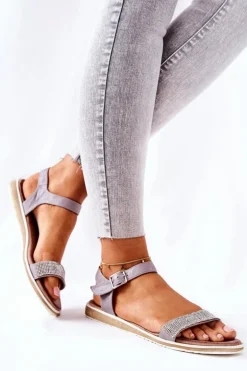 Sandały Z Cyrkoniami S.Barski 701-18 Szare