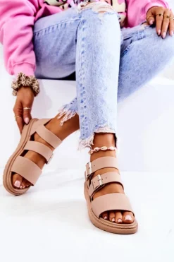 Sandały Z Klamrą Beżowe Reese