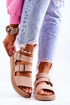 Sandały Z Klamrą Beżowe Reese