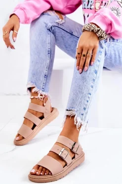 Sandały Z Klamrą Beżowe Reese