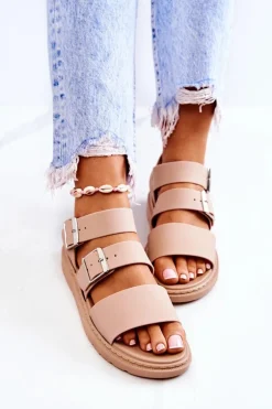 Sandały Z Klamrą Beżowe Reese