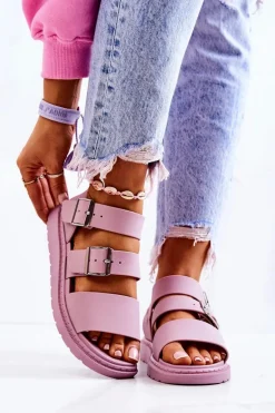 Sandały Z Klamrą Fioletowe Reese