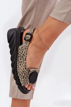 Sandały Z Naturalnej Skóry Na Koturnie Artiker 56C2186 Panterka