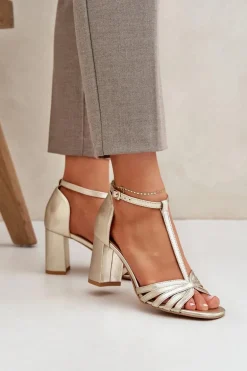 Sandały Z Naturalnej Skóry Na Słupku Laura Messi 2766