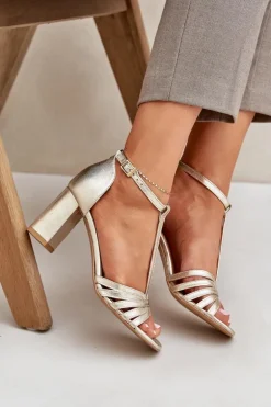 Sandały Z Naturalnej Skóry Na Słupku Laura Messi 2766