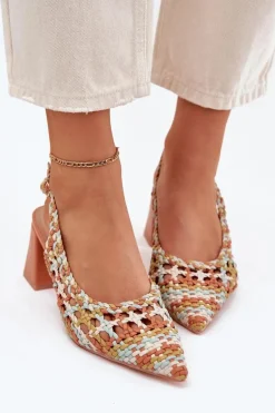 Sandały Z Plecionką Na Słupku Multikolor Ebina