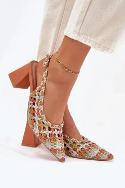 Sandały Z Plecionką Na Słupku Multikolor Ebina