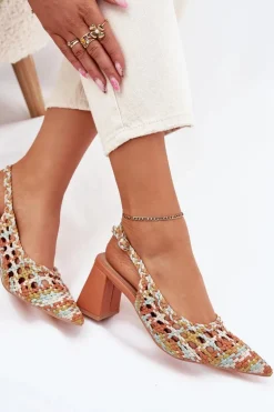 Sandały Z Plecionką Na Słupku Multikolor Ebina