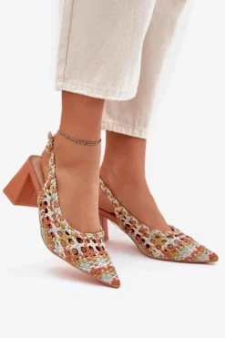 Sandały Z Plecionką Na Słupku Multikolor Ebina