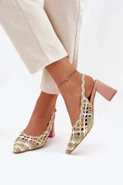 Sandały Z Plecionką Na Słupku Różowe Ebina