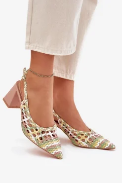 Sandały Z Plecionką Na Słupku Różowe Ebina