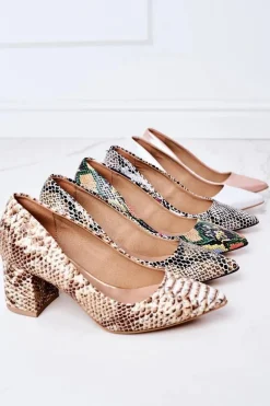 Satynowe Czółenka Lewski Shoes 2801 Różowe