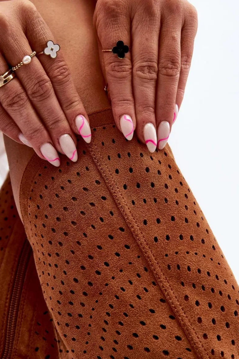 S.Barski HY66-150 Ażurowe Kozaki Na Płaskim Obcasie Camel