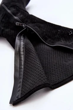 S.Barski HY66-139 Ażurowe Kozaki Damskie Czarne