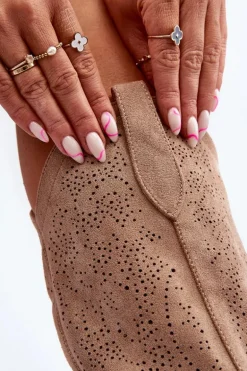 S.Barski HY66-132 Kozaki Damskie Ażurowe Beżowe