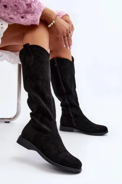 S.Barski HY66-132 Kozaki Damskie Ażurowe Czarne