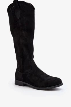 S.Barski HY66-132 Kozaki Damskie Ażurowe Czarne