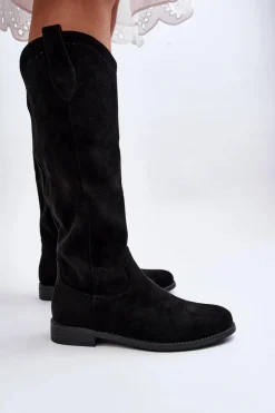 S.Barski HY66-132 Kozaki Damskie Ażurowe Czarne