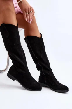 S.Barski HY66-132 Kozaki Damskie Ażurowe Czarne