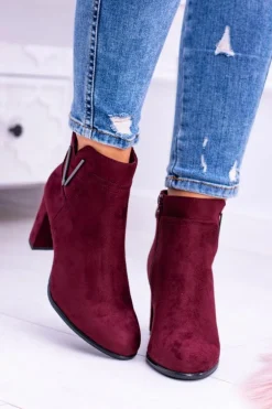 Sergio Leone Bordowe Botki Na Słupku Zamsz Valentia