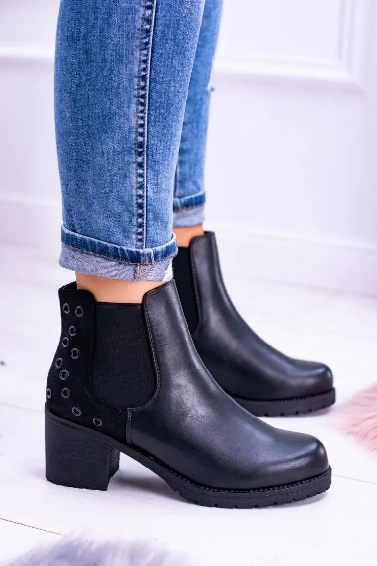 Sergio Leone Czarne Botki Na Słupku Megusto