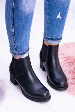 Sergio Leone Czarne Botki Na Słupku Megusto