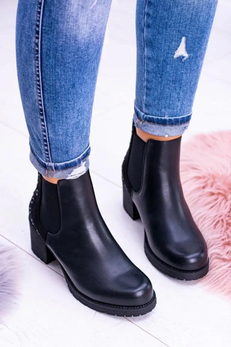 Sergio Leone Czarne Botki Na Słupku Megusto