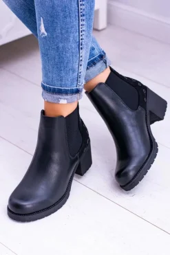 Sergio Leone Czarne Botki Na Słupku Megusto